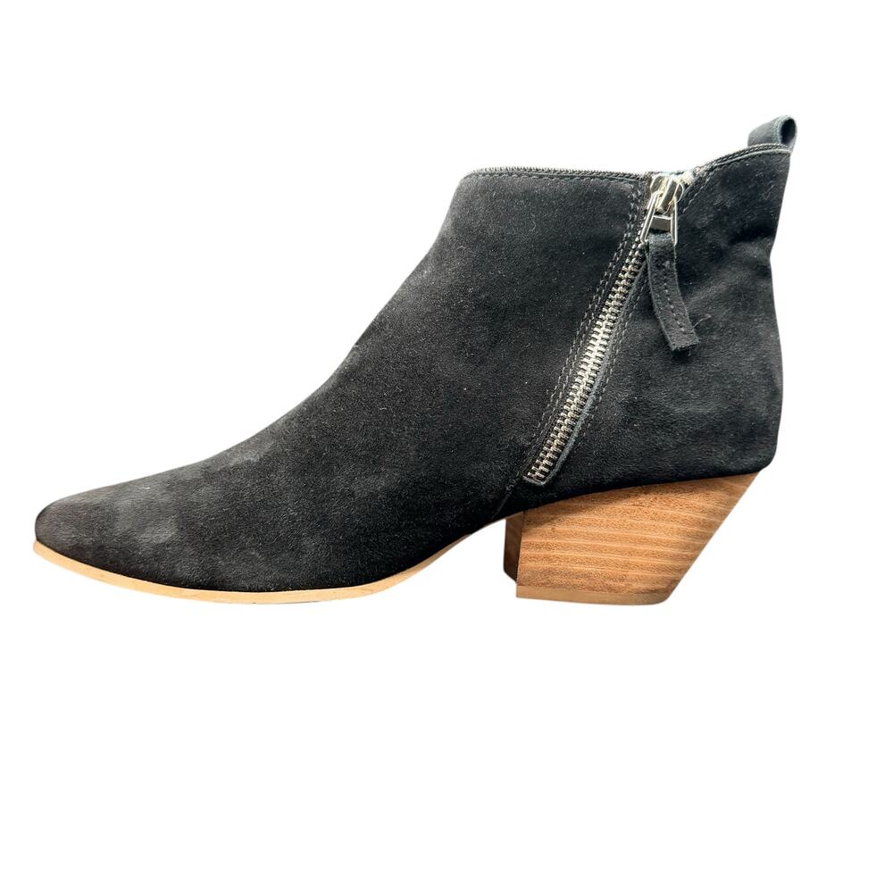 Dolce Vita Black Suede Ankle Boots Size 8 Block Heel Booties - Picture 5 of 11